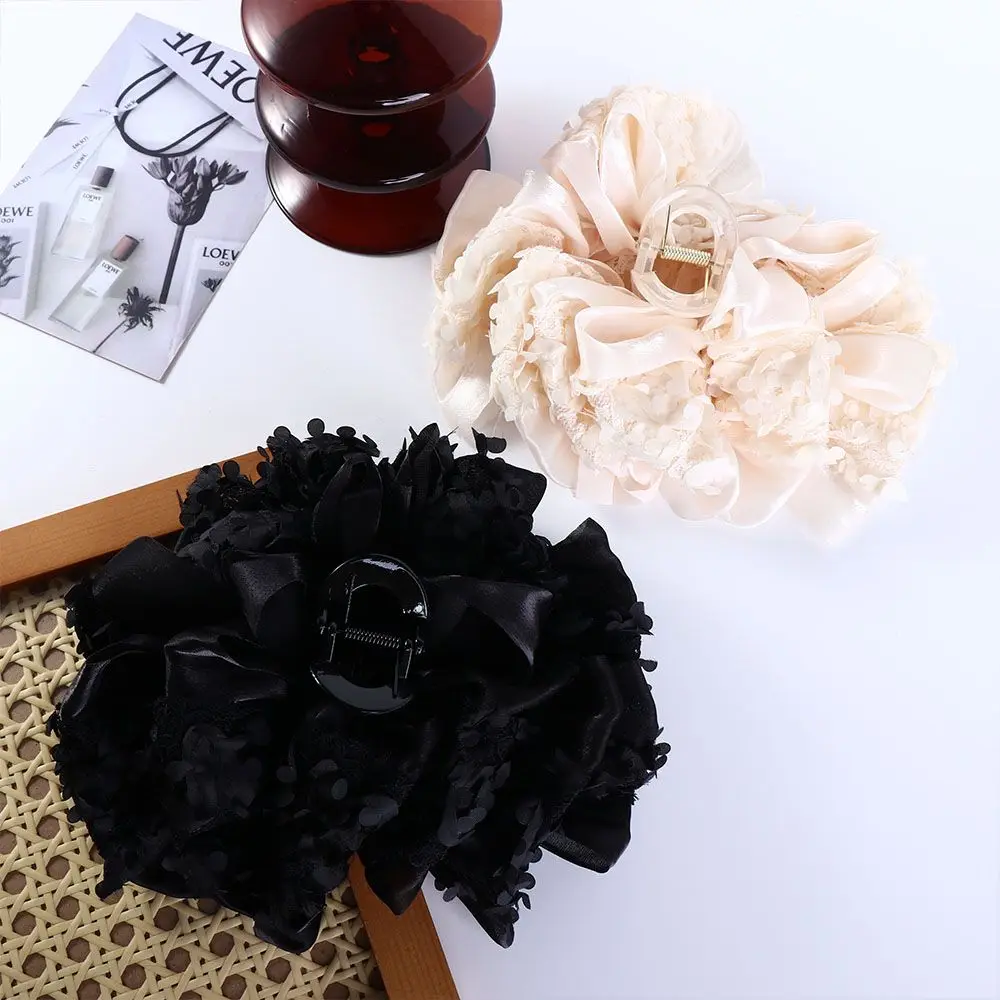 

Большая акриловая заколка-краб для волос с кружевом и сеткой, в форме банта, для женщин