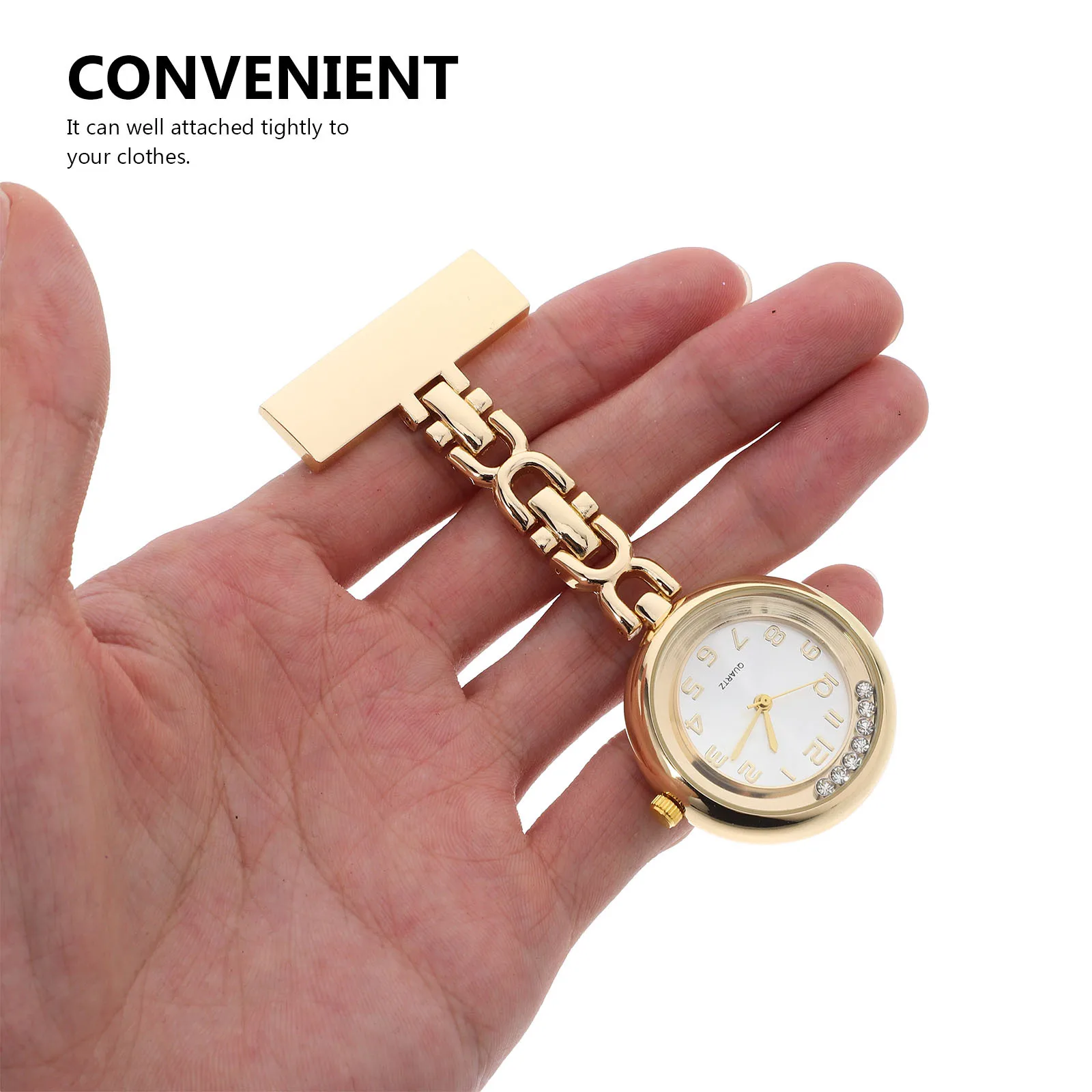 

Fashion Nurses Watch with Metal Chain Rhinestone Decor Big Dial Nurse Pocket Watch Clip-on for Hospital Staff Unisex Design