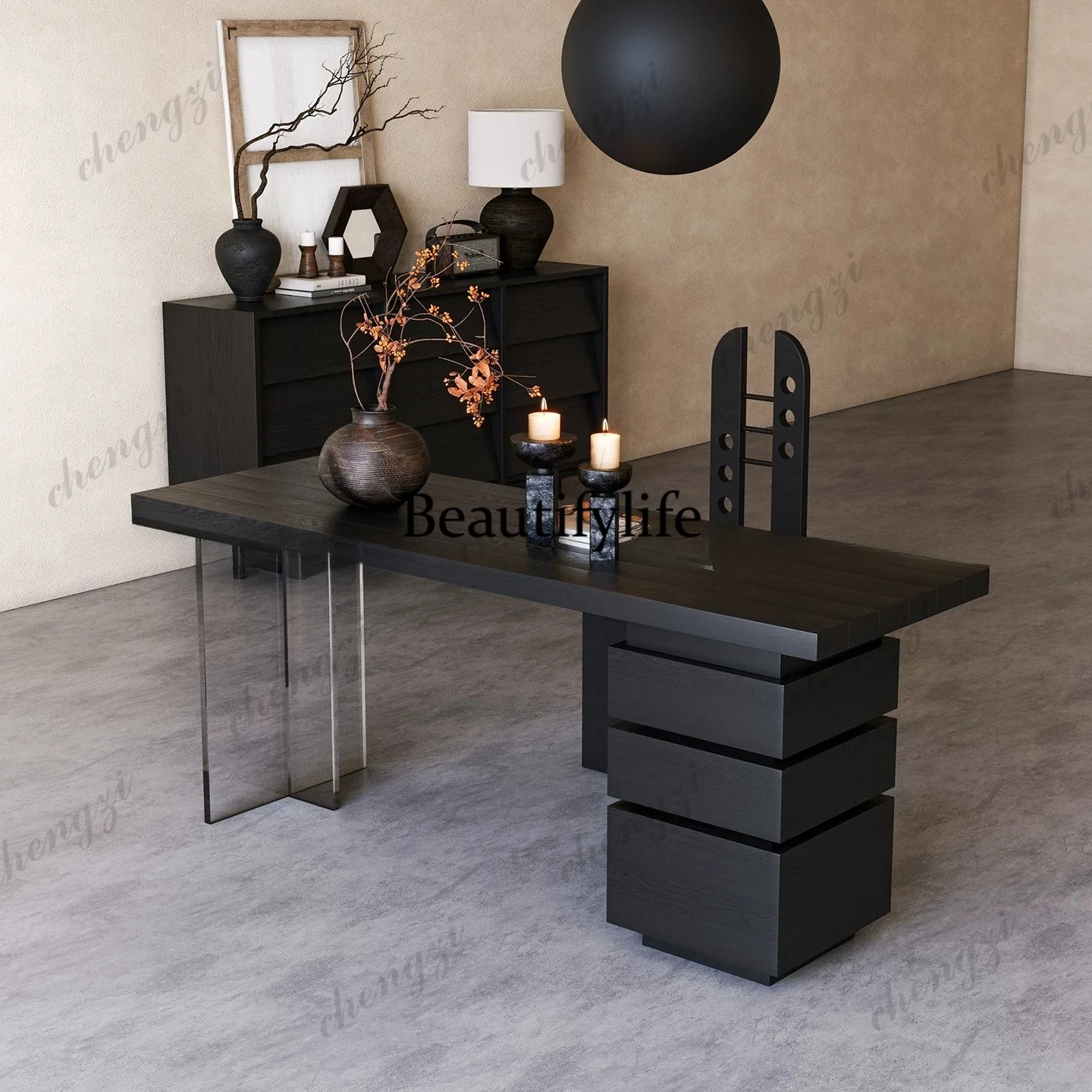 Medieval solid wood desk for home use, writing desk, office, computer desk