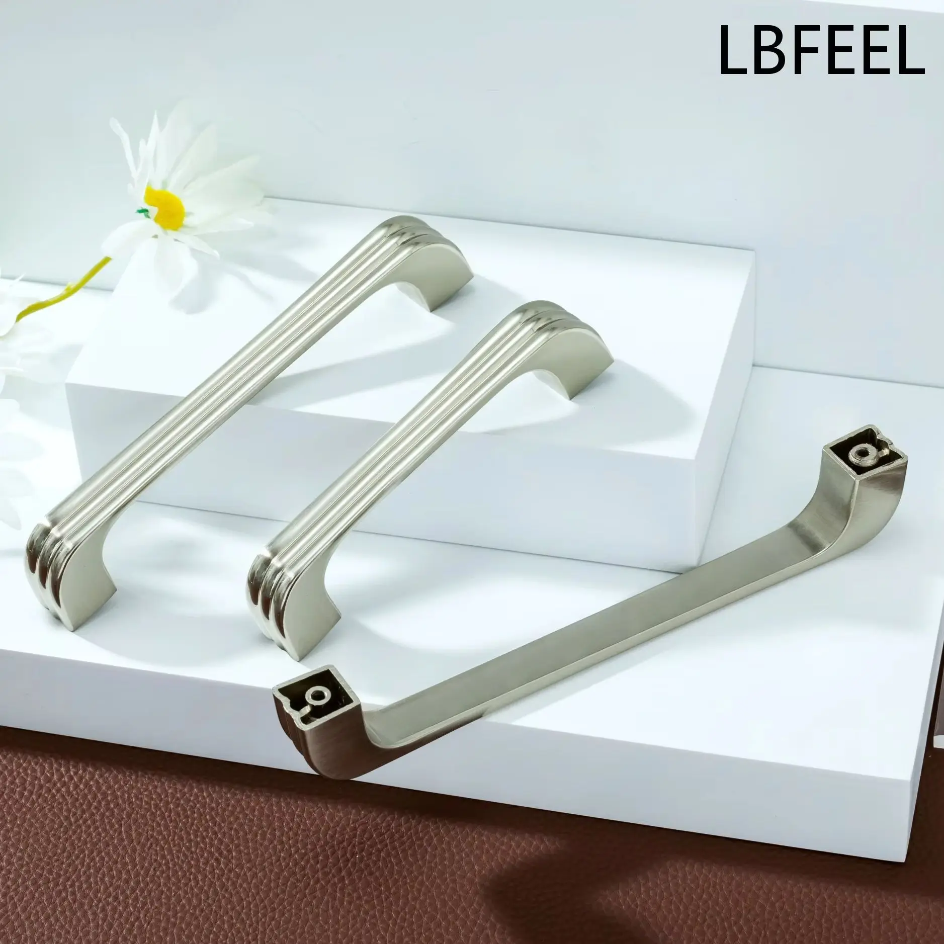 Stream Shaped Kitchen Handles Silver Chrome Drawer Pull Brushed Nickel Cabinet Handle Modern Bedroom Furniture Handles LBFEEL