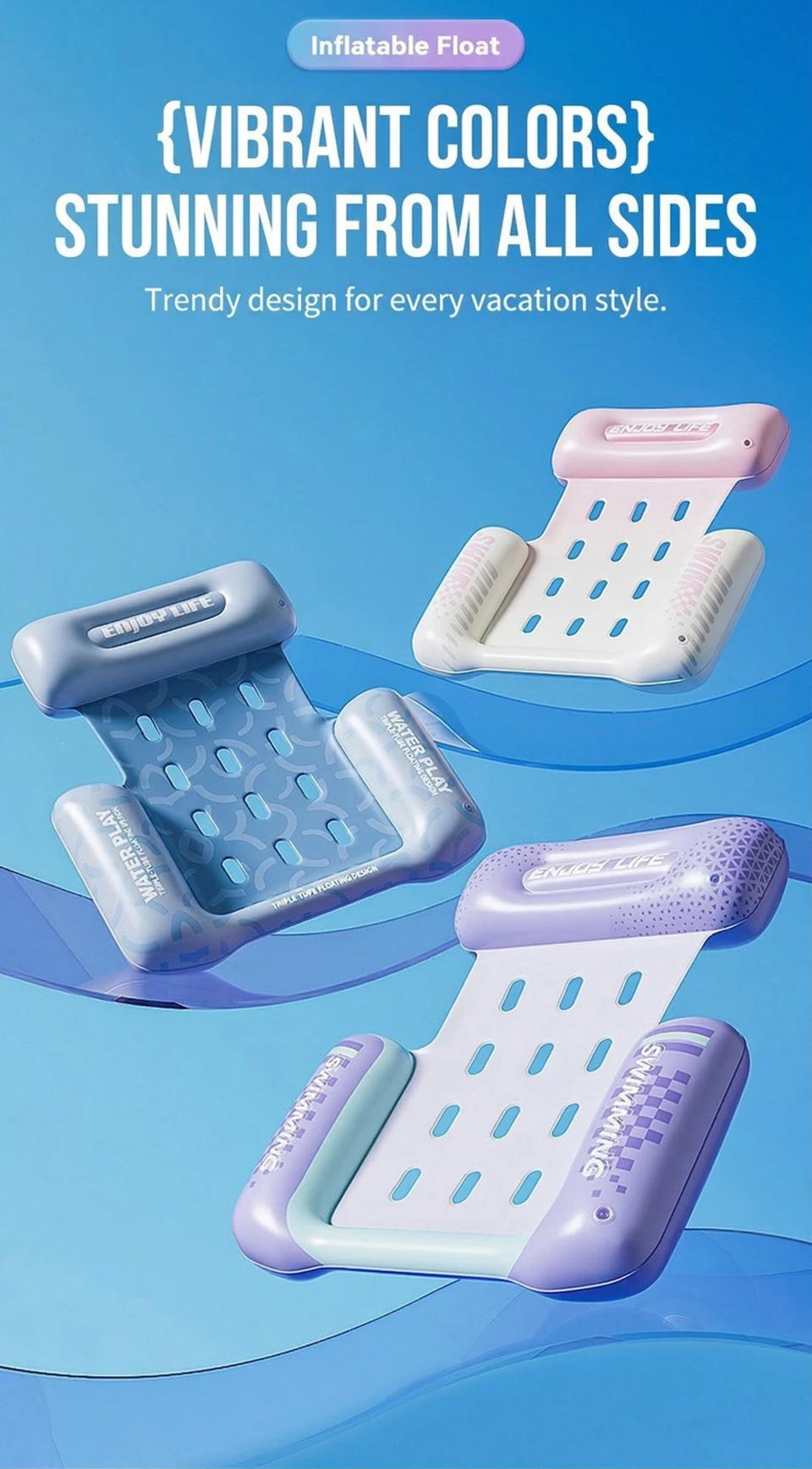 Aufblasbare Schwimmmatte, Formstabiles Luftboot mit Hoher Auftriebskraft, Coole Netz-Sitzfläche & Kissen, Kippsicherer Faltbarer Wasser-Loungesessel FY-5 – Detail 2
