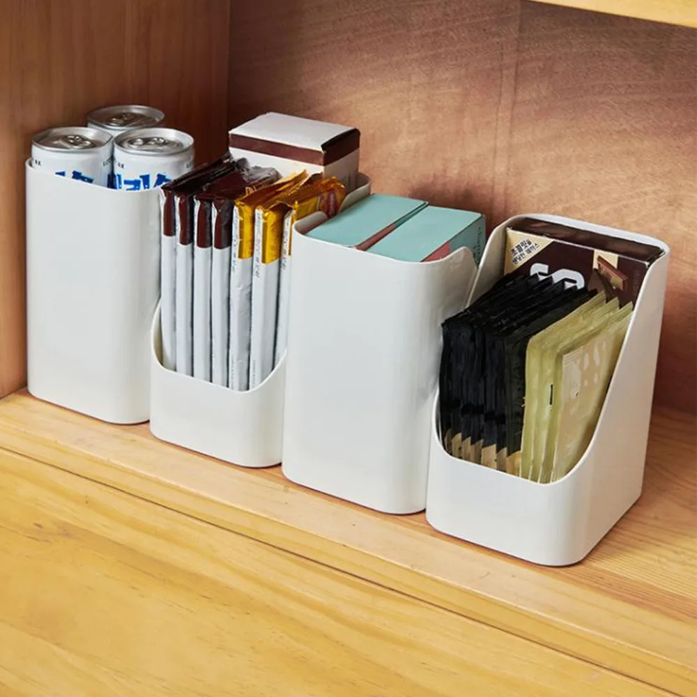 PP Makeup Brush Holder Trapezoid Shape Multipurpose Tea Bag Organizer White Space Saving Cosmetic Storage Bin Vanity Table