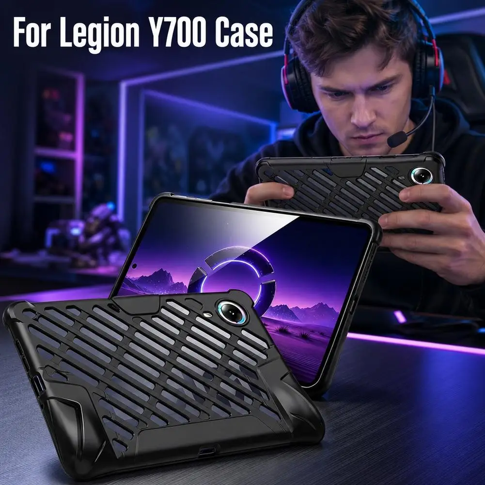 Suitable For Lenovo Legion Y700 Infinite TPU Protective Case With Diagonal Hollow Out Game Controller Grip And Anti Slip