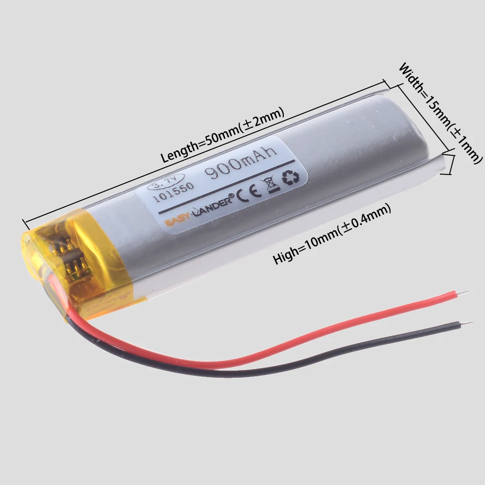 101550 3.7V 900mAh Rechargeable Li-ion Polymer Lithium Battery Lipo Batteries For Bluetooth headphones DVR recorder Registrar