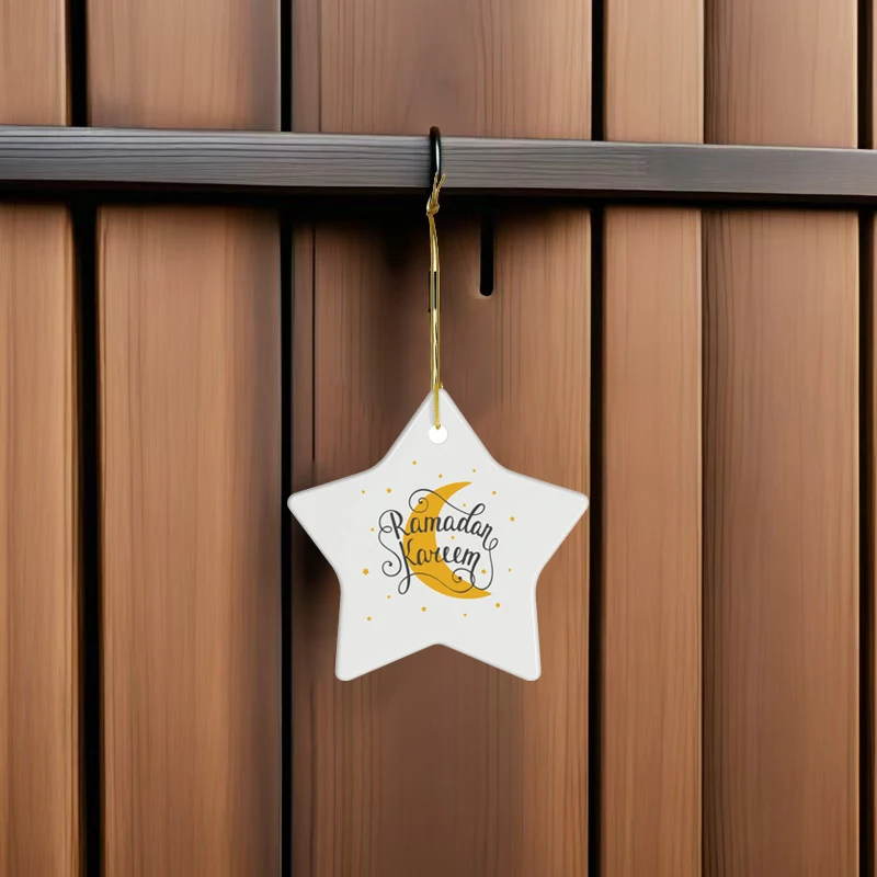 1 قطعة زخرفة أكريليك على شكل نجمة رمضان، ديكور رمضان، زينة عيد مبارك، هدية رمضان كريم #4