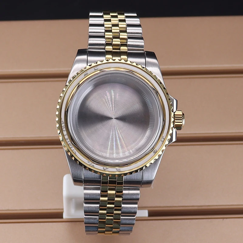 Серебристый, золотой корпус 40 мм, ремешок из нержавеющей стали 20 мм для Seiko Nh34 Nh35 Nh36 Nh38 Miyota 8215 ETA2824 28,5 мм циферблат Sea-Dweller