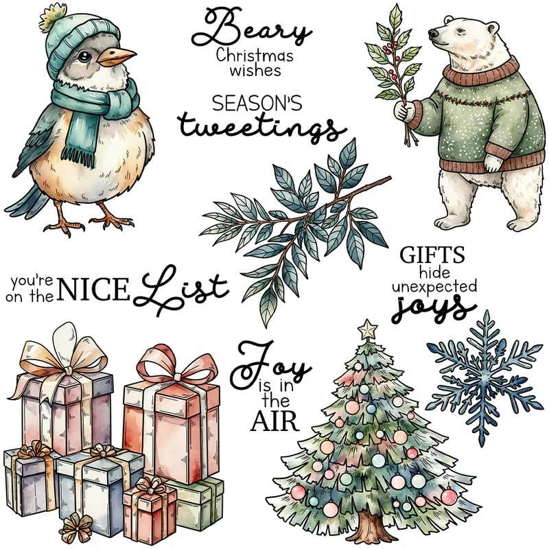 

Winter Series Christmas Tree Cutting Dies Clear Stamp DIY Scrapbooking Metal Dies Silicone Stamp For Cards Albums