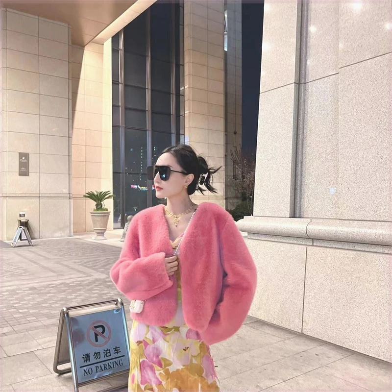 Chaqueta holgada de piel sintética para mujer, abrigo elegante de temperamento versátil, versión coreana, otoño e invierno, novedad de 2023