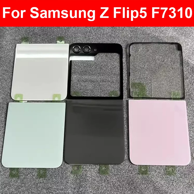 For Samsung Galaxy Z Flip 5 Flip5 F7310 Back Battery Cover Glass Door Rear Housing Case Cover With Camera Lens Parts