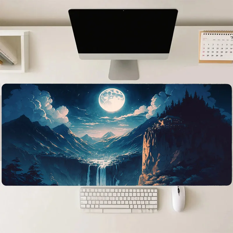 

Large Gaming Mouse Pad Dreamy Night Scene Moon Desk Mat Home Pc Accessories Computer Mouse Mat Setup Gamer Table Mat Playmat