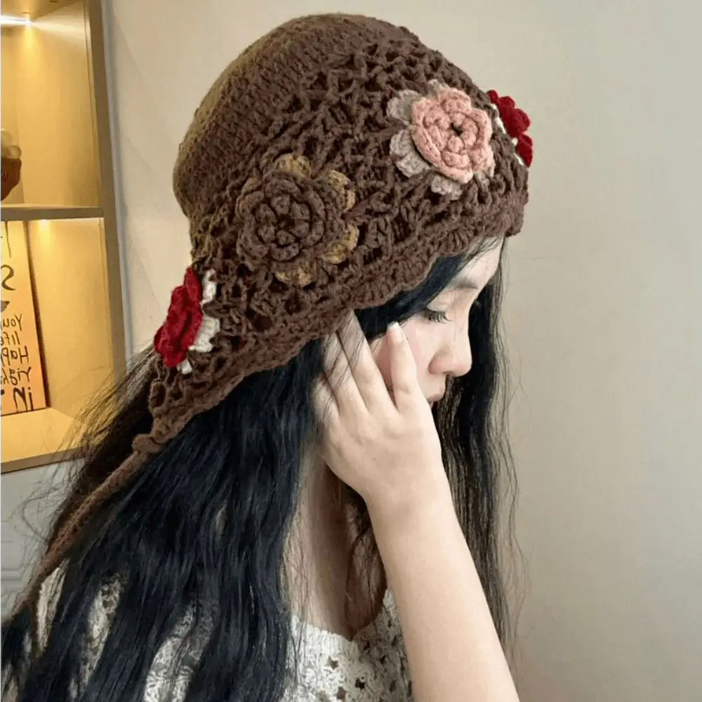 خمر شرابات الكروشيه محبوك قبعة البوهيمي نمط الجوف خارج شرابة بيني اليدوية الكورية قبعة متماسكة الفتيات