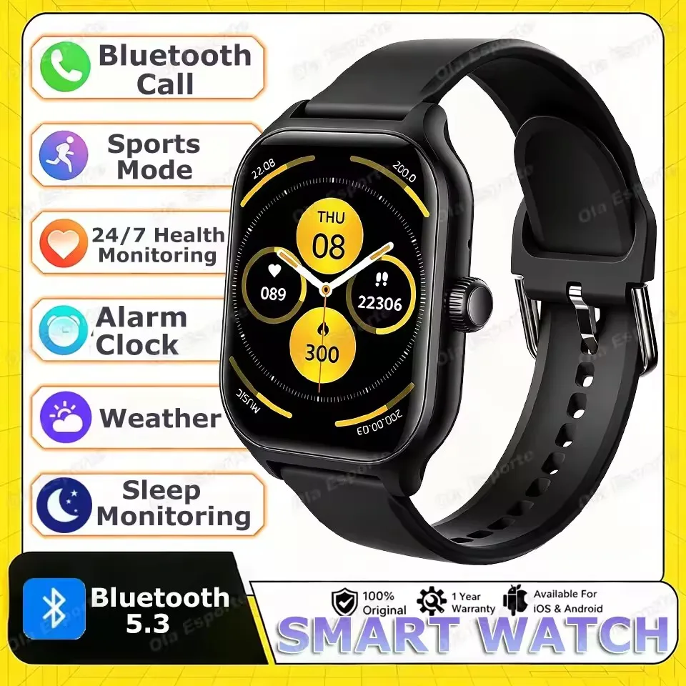 2026 Neue Smartwatch mit Bluetooth-Anruf, Nachrichtenbenachrichtigung, 24-Stunden-Gesundheitsüberwachung, Smartwatch-Geschenk für Männer und Frauen Ht22