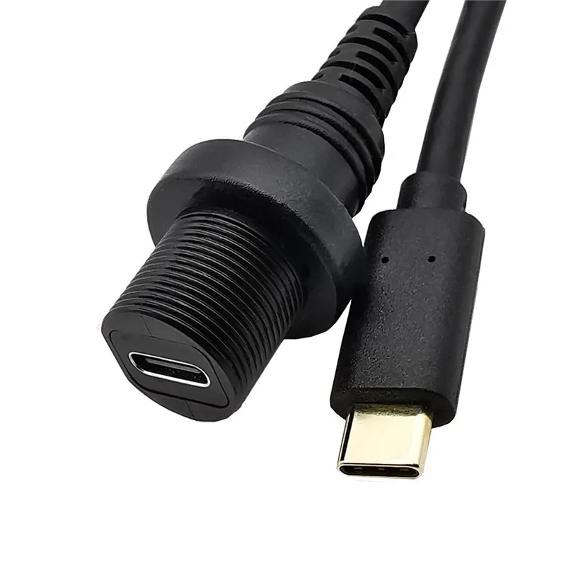 شحن مجاني USB-C IP67 كابل مقاوم للماء نوع-c 3.1 IP 67 الذكور إلى الإناث لوحة جبل موصل مقاوم للماء تمديد الحبل 30 سنتيمتر