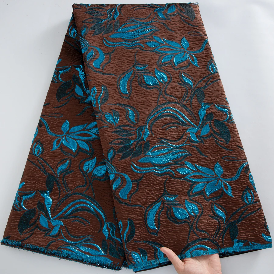 Luxuriöser metallischer floraler Jacquard-Brokat-Spitzenstoff im afrikanischen Stil, geprägter Stoff für Hochzeits- und Abendkleider, Nähmaterial.