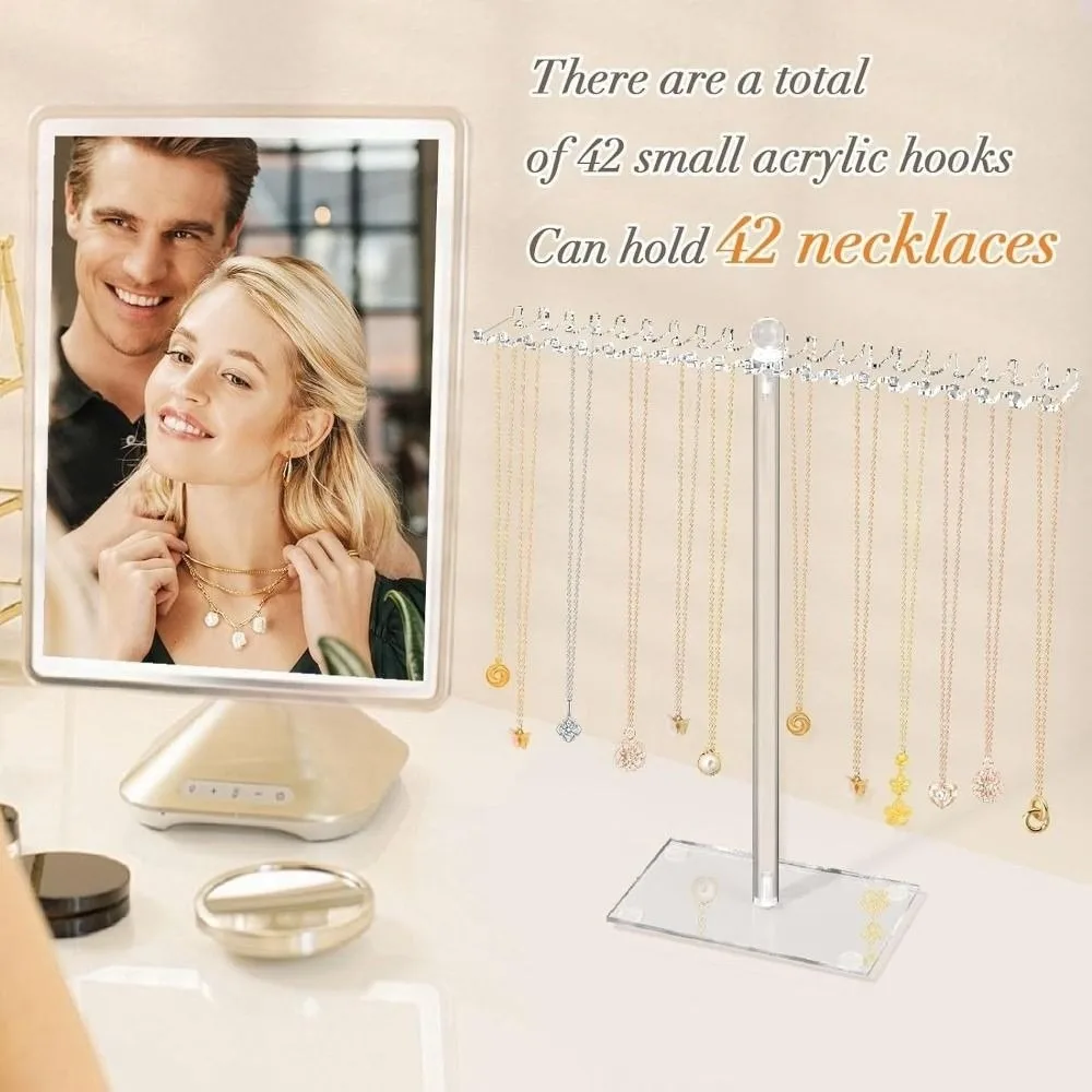 

Acrylic Necklace Holder Bilateral Hook Transparent Bracelet Organizer With Base Jewelry Organizer Bracelet Storage