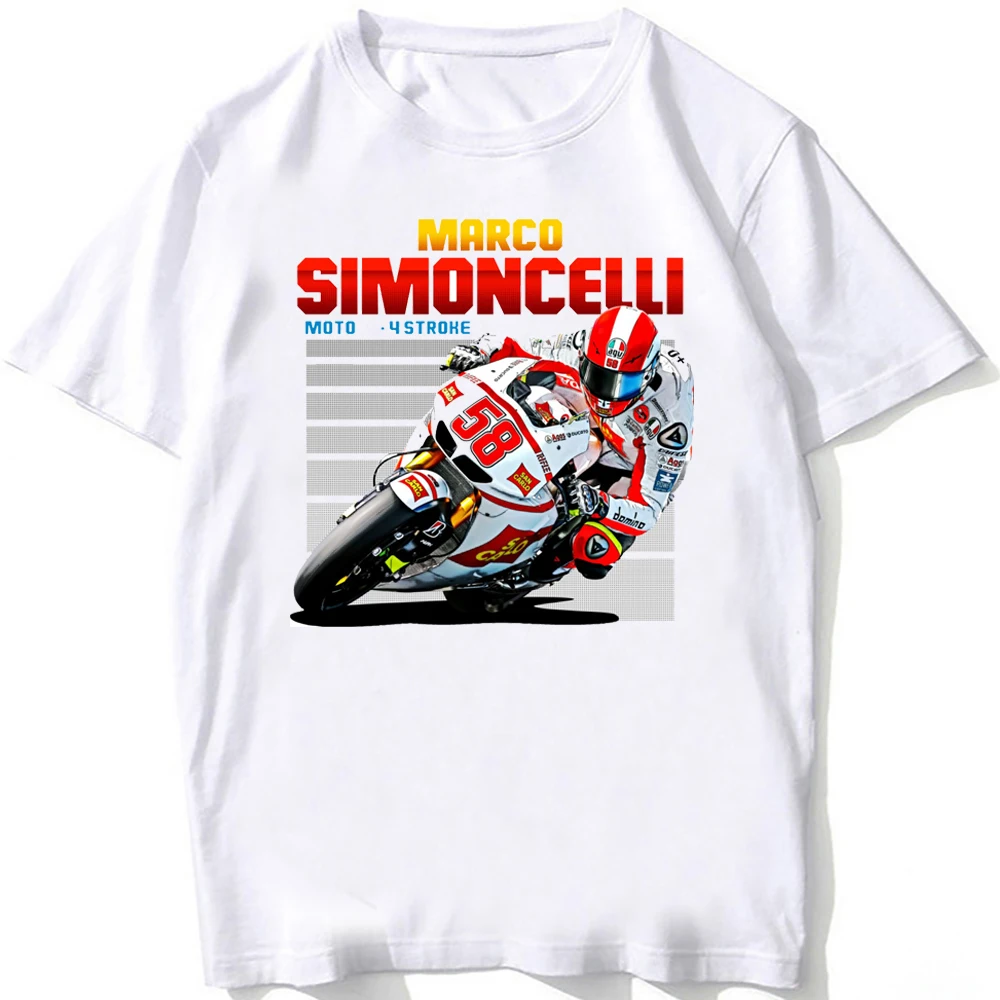 Marco Simoncelli 58 GP Rider T-Shirt New Men Short Sleeve GS Adventure Riding Sport Boy Casual Tees Motorcycle Lovers White Tops