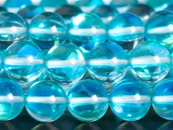 Aqua Blue Mystic Aura Quartz Beads Round Loose Beads Round Size Options 6/8/10/12mm for Jewelry Making