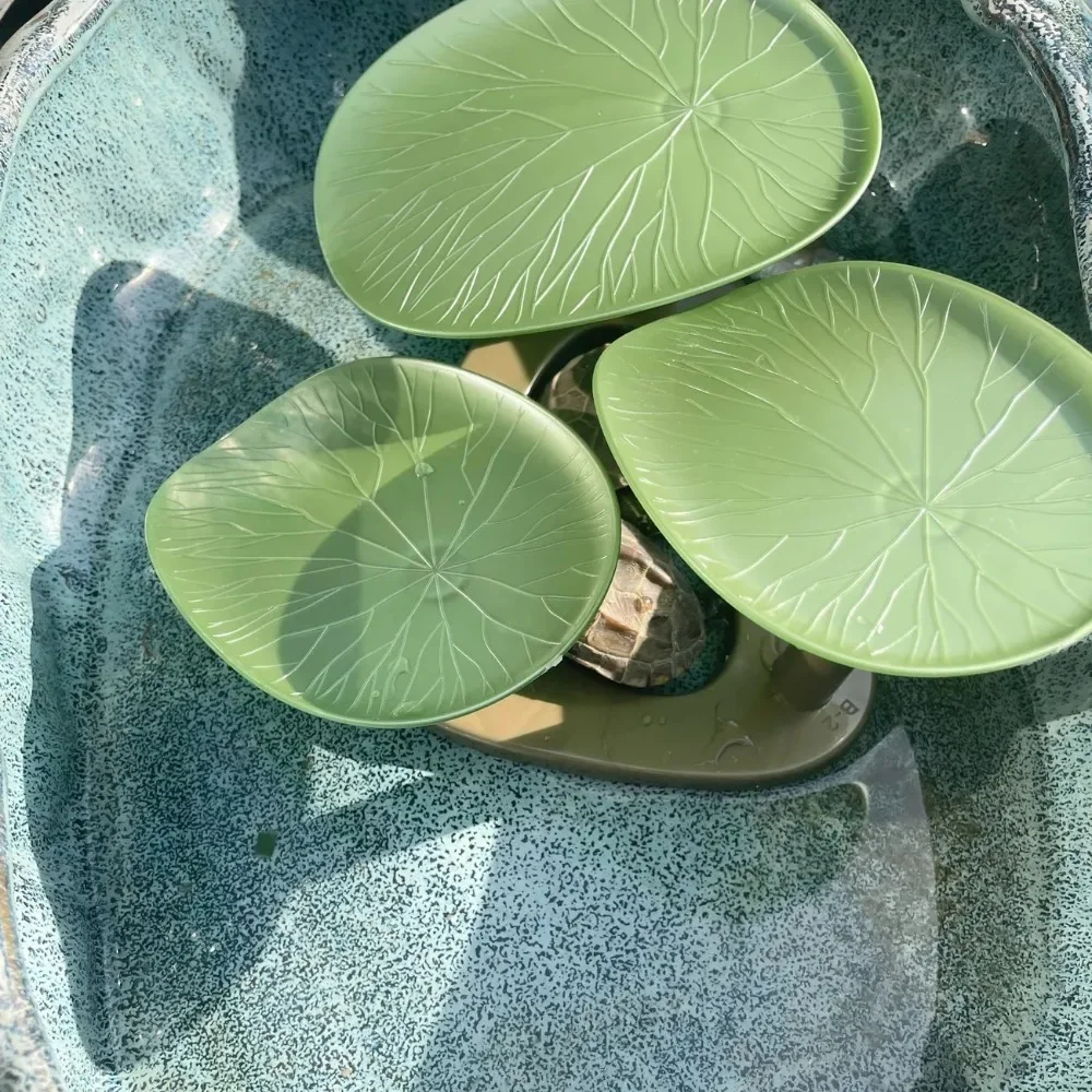 Multi-Functional Turtle Basking Platform Simulated Lotus Leaf Design with Rest and Hideout Areas Turtle Tank Aquascaping
