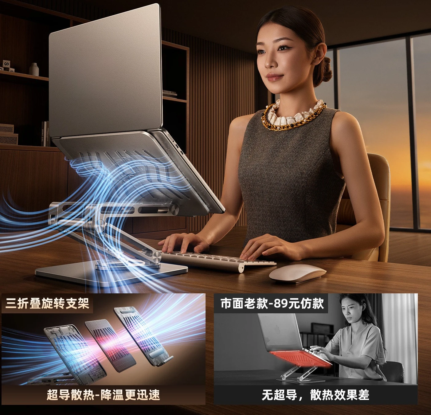 [Three-layer rotatable] Laptop holder Office portable vertical bracket