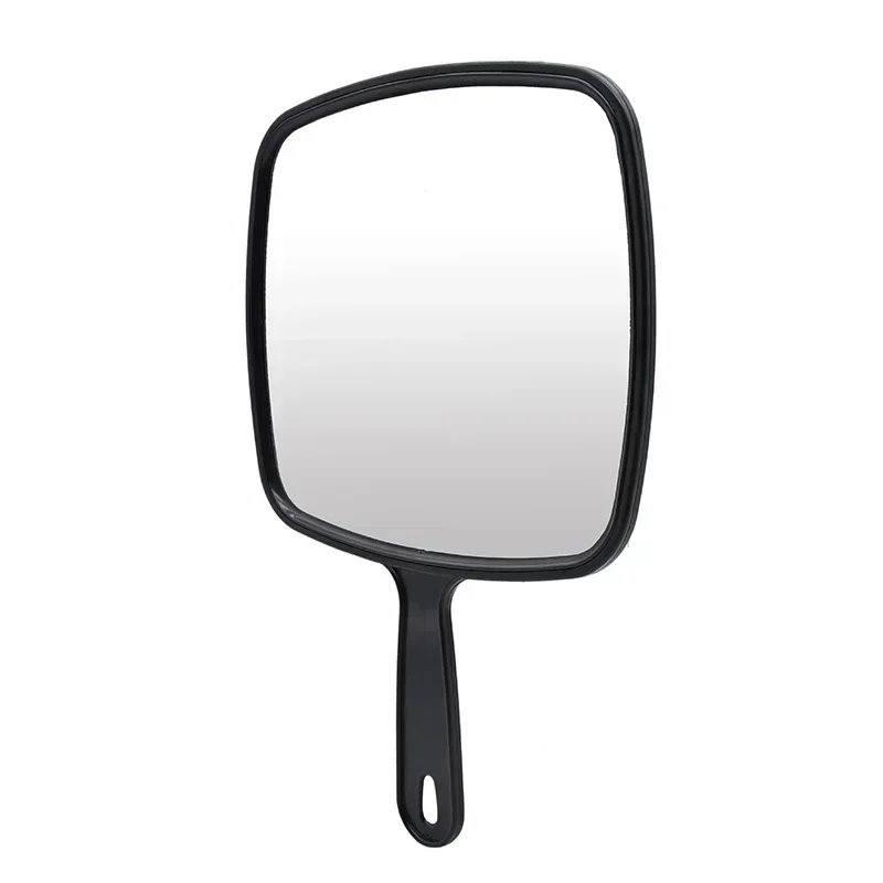 Handheld Mirror Professional Handheld Salon Barbers Hairdressers Mirror with Handle Practical Hand Mirror for Home (Black)