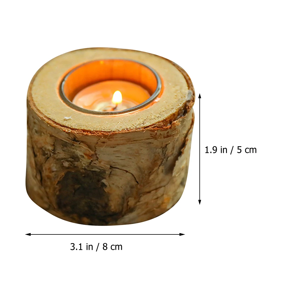 

Candlestick Ornament Containers for Wooden Holder Light Driftwood Decor Holders Tealight Birch Pastoral Stands