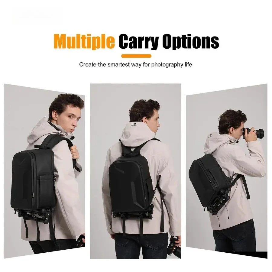 Cameras Sling Bag Waterproof Shockproof Camera Backpacks EVA Hard Shell Camera Bags with Tripod Strap for Cameras Lens Computer