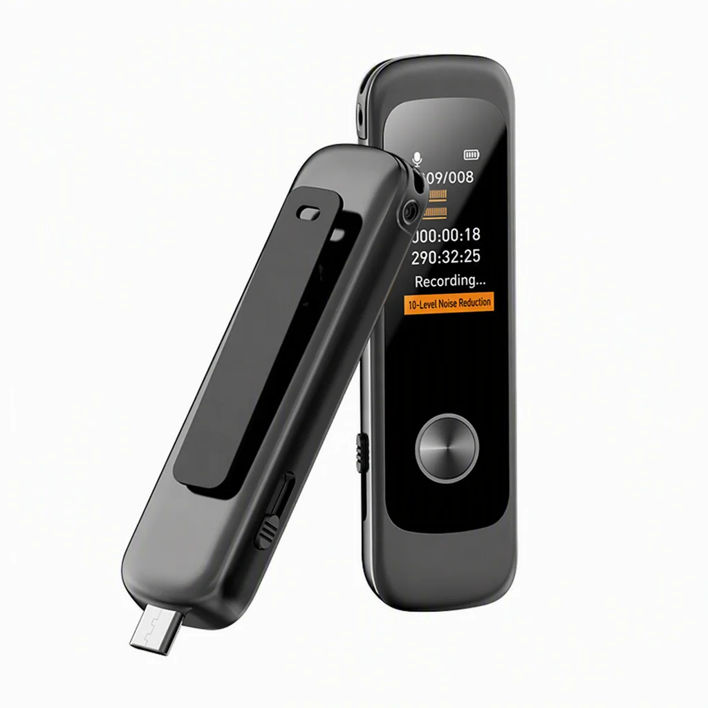 Famue L26 Audio Mini Voice Recorder 32GB 64GB Drive Voice Activated Dictaphone Type-C to Phone Clip-On Design Meeting Business