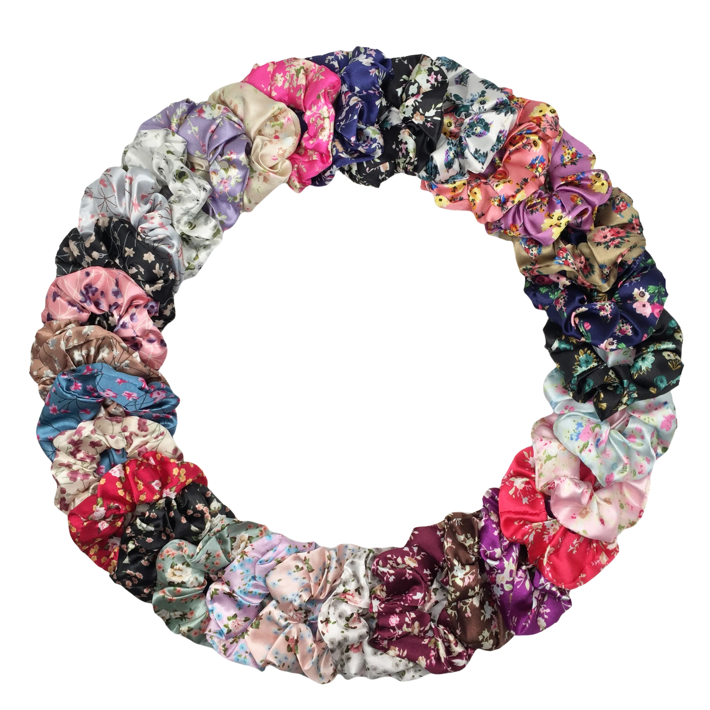 6pcs/lot Satin Scrunchies Fashion Women Accessories Print Ditsy Floral Elastic Hair Band Ponytail Holder Tie Rubber Leopard Cute