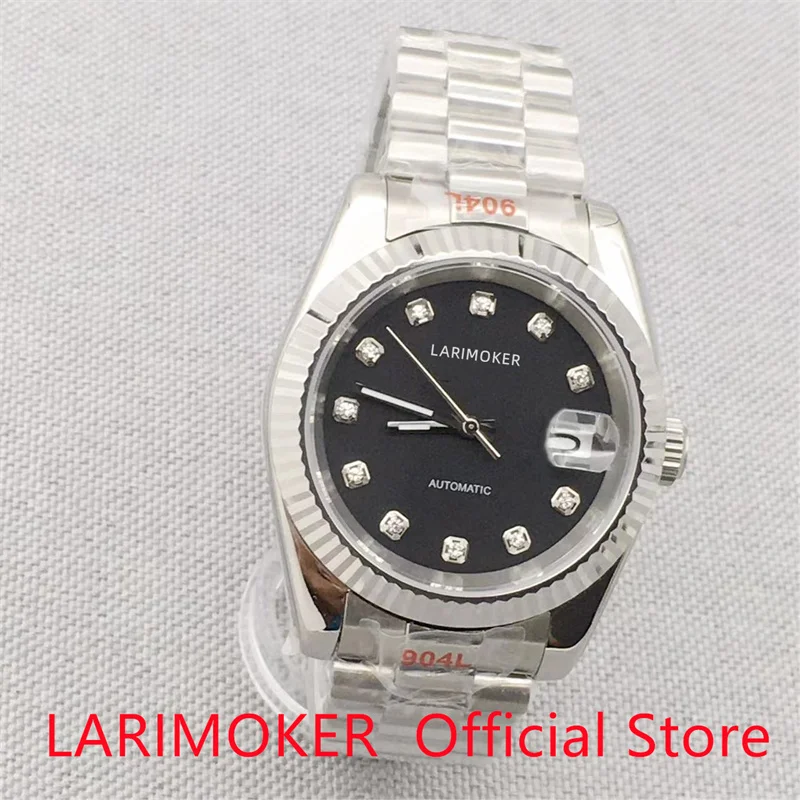 

LARIMOKER 36mm/39mm Silver Watch Blue/Green/White/Black/Red Dial Fit For NH35 NH35A Automatic Movement Men's Mechanical Watches