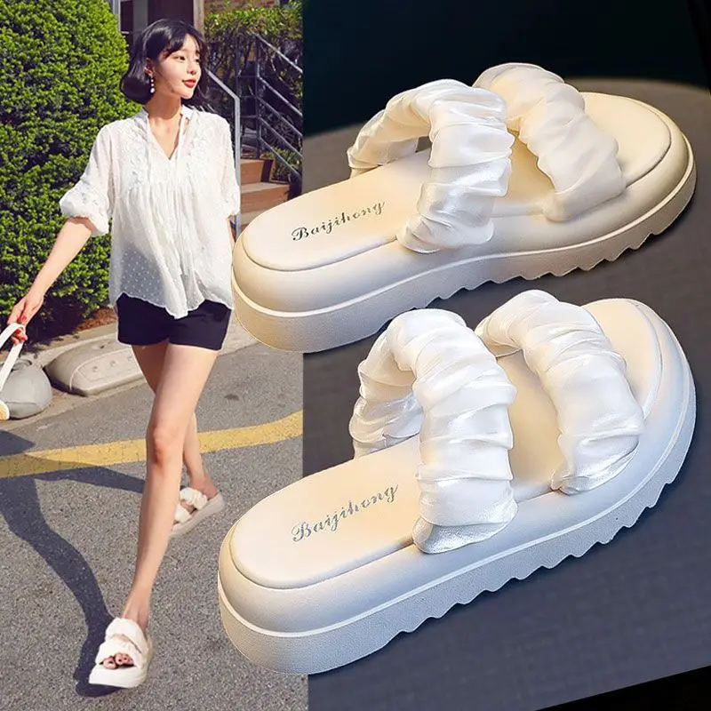 

2024 New Muffin Thick-soled Beach Sandals Female Summer Sandals Fairy Wind with Skirt Casual Slippers Womens Shoes