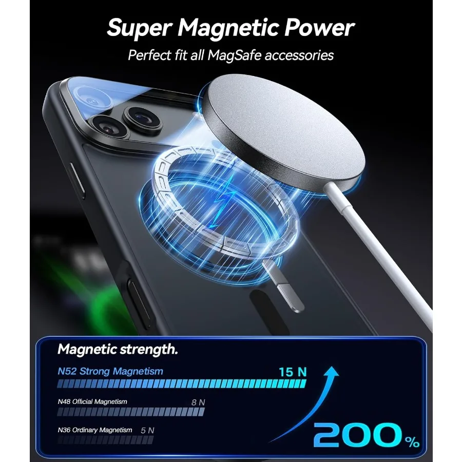 حافظة حماية كاملة مطورة لهاتف iPhone 17 Pro Max مع غطاء كاميرا مناسب لحماية MagSafe 10FT Mil-grade Tr