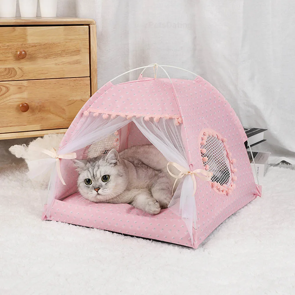 

Pet Tent Bed Cats House Supplies Products Accessories Warm Cushions Furniture Sofa Basket Beds Winter Clamshell Kitten Tents Cat