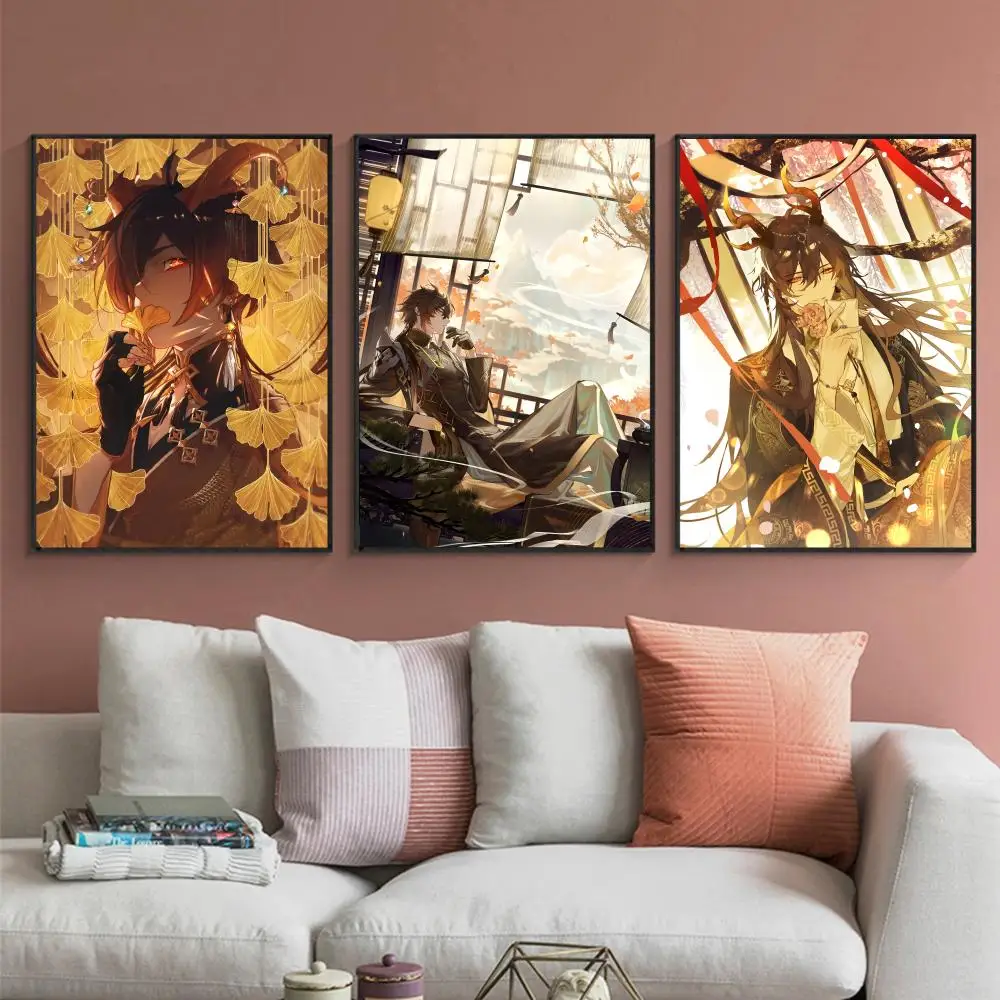 Genshin Impact Character Zhongli Poster Waterproof Self-Stick | Durable Decor | Ideal for Bedroom, Kitchen & Entryway