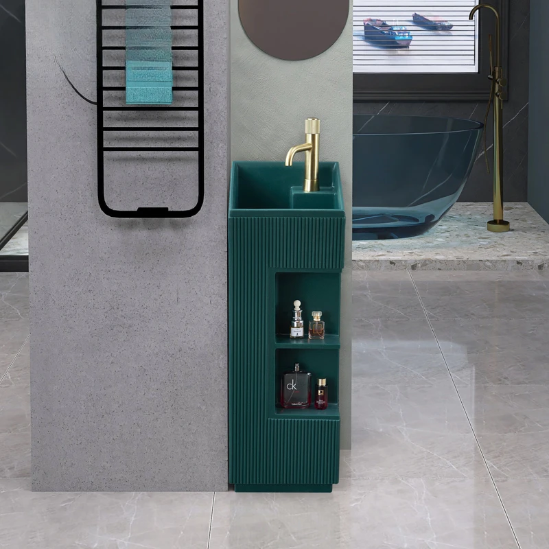 Small apartment toilet column wash basin integrated floor-to-ceiling small mini art vertical wash basin washbasin