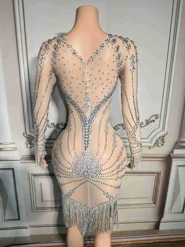 Sexy Transparent Dazzling Diamond Ball Dress Evening Ladies Elegant Gala Vestido De Gala Vestidos Para Mujer De Fiesta Elegantes