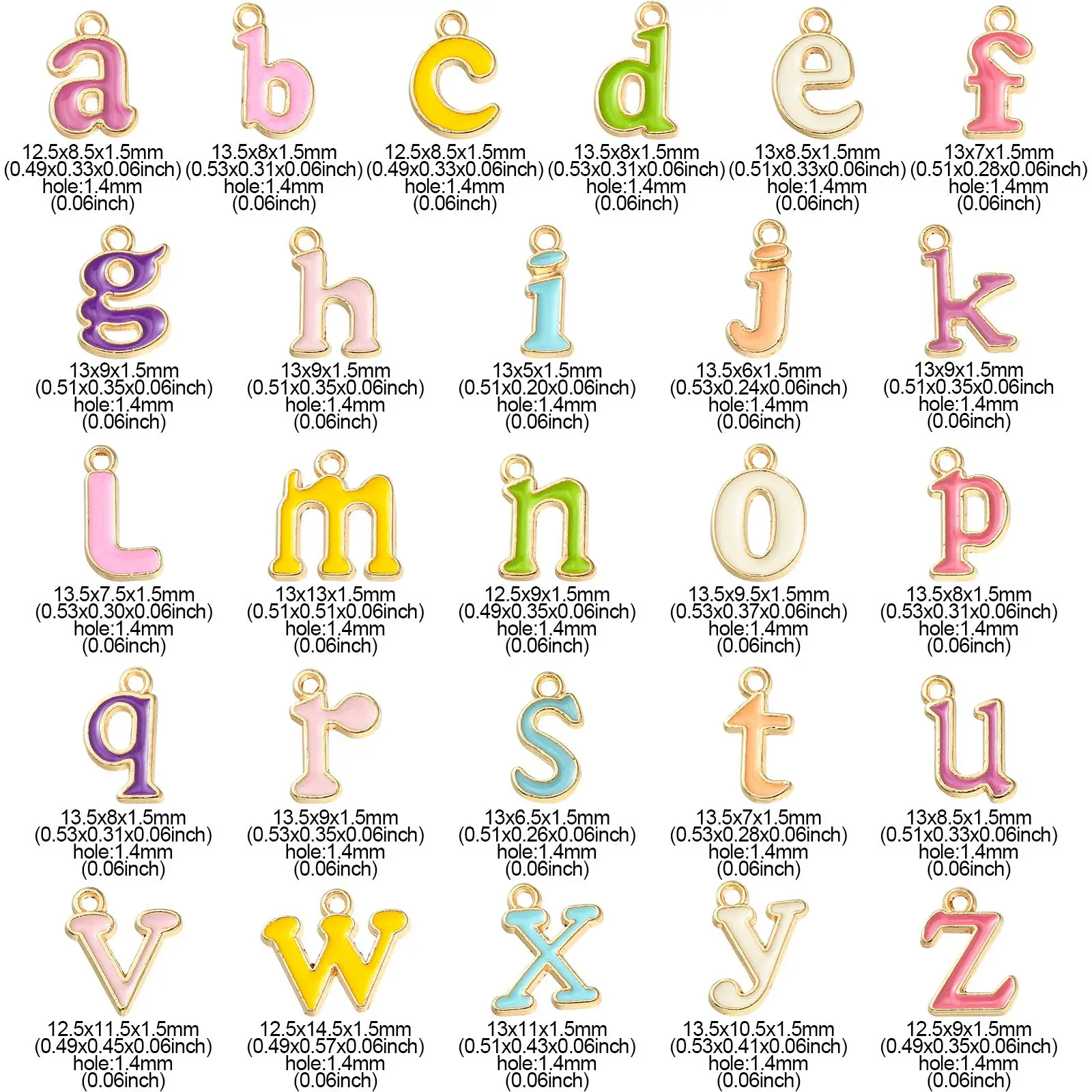 52Pcs Enamel Letter Alphabet Charms 2 Sets of A~Z Charms Capital Alphabet Charms for DIY Bracelet Necklace Jewelry Making