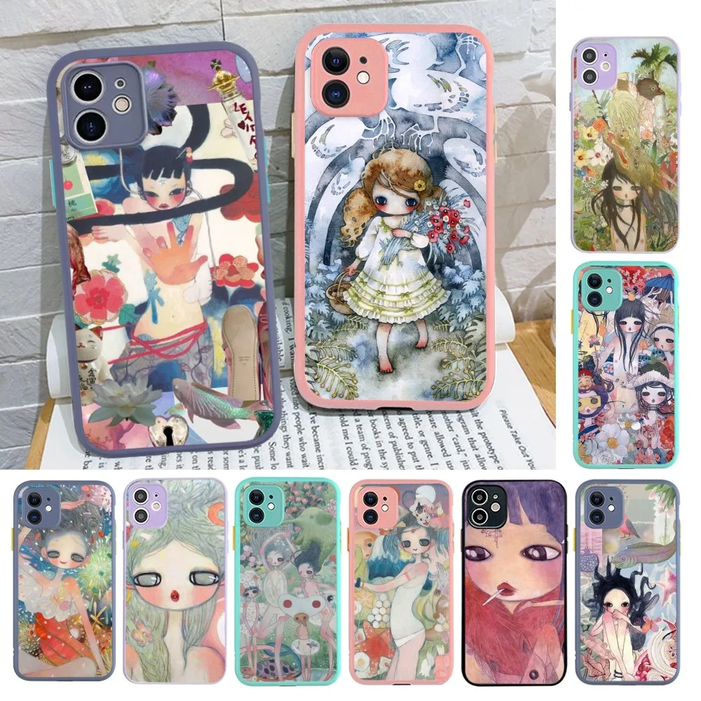 Amine Aya Takano Phone Case For iPhone 14 X XR XS 7 8 Plus 11 12 13 pro MAX 13mini Matte Shockproof Case