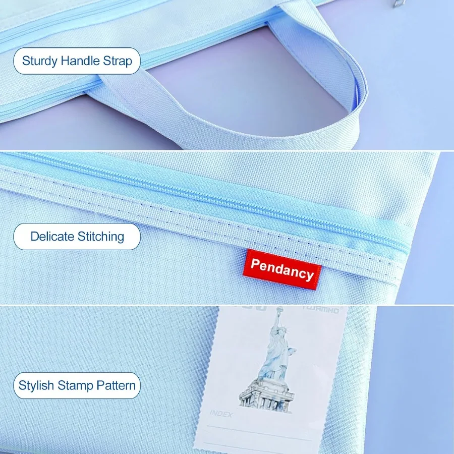 Custodia con cerniera in rete pendente 11x13,7 in 2 pezzi Borsa per documenti impermeabile con doppia tasca grande con manico Formato A4 Pieghevole per documenti Stora