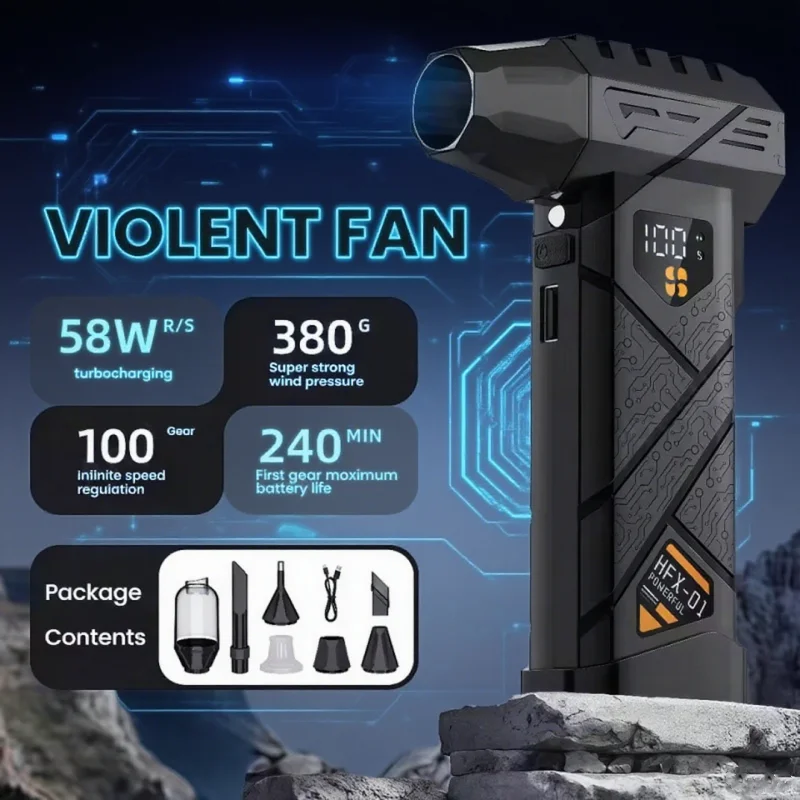 

Powerful Violent Fan 99WRPM Turbo Air Blower High Speed Brushless 100-gear speed regulation Turbo Jet Blower With LED Lighting