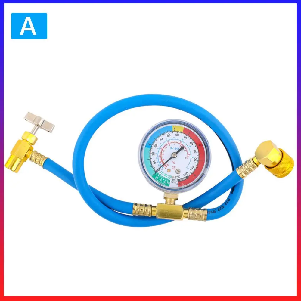 

R1234YF Refrigerant AC Recharge Hose with Gauge Refrigerant Charge Hose Kit with 1/2in Can Tap Valve & Low Side Quick Coupler