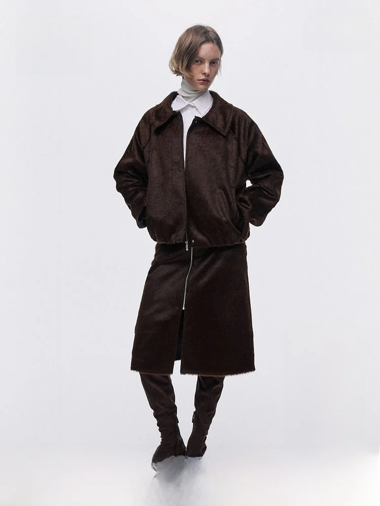 

Spring New Arrival Women's Jaet with Collar H&M 322800 Loose Fit ort Outerwear Zipper ket Polyester Fiber