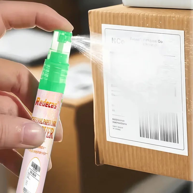 Picture 7: Thermal Paper Privacy Spray, Safe Info Protection, Convenient Nozzle, Easy Spray‑and‑Wipe, Erase Data on Bills & Shipping Labels