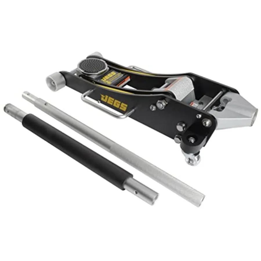 

JEGS Professional Low-Profile 2-Ton Aluminum Floor Jack 3 Inch Minimum Saddle Height Lightweight Construction 360 Degree Rotati