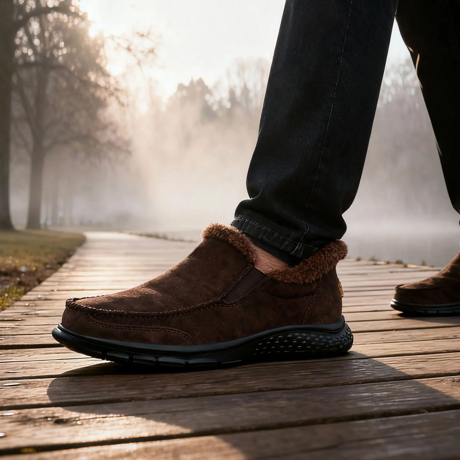 Men's winter casual and warm loafers are light and comfortable.  slip-on ,suitable for middle-aged and elderly people to walk