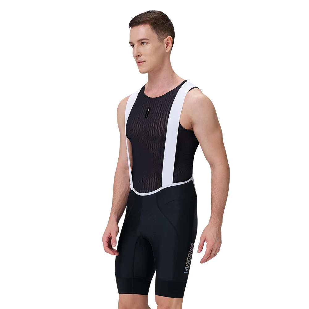HISERWA Men Cycling Bib Shorts 7 Horus Pro Elastic Interface Pad High Quality Classic Black/Grey Cycling Shorts MTB Bike Tights