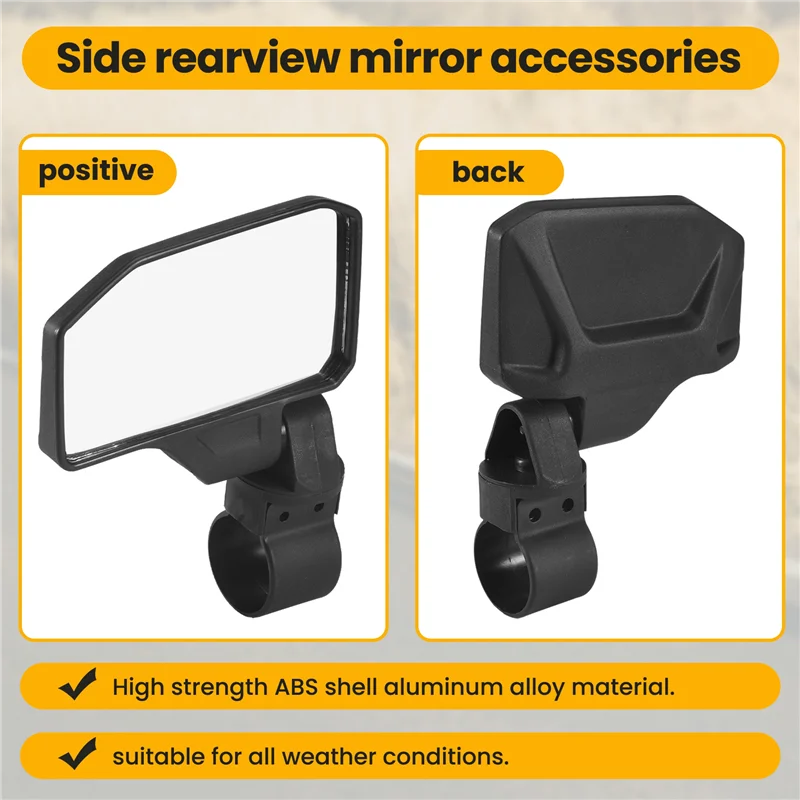 

UTV Side Mirrors, Rear View Mirror For 1.6 Inch-2 Inch Roll Bar Clamp Break Away And Adjustable Arm For Polaris RZR 1000