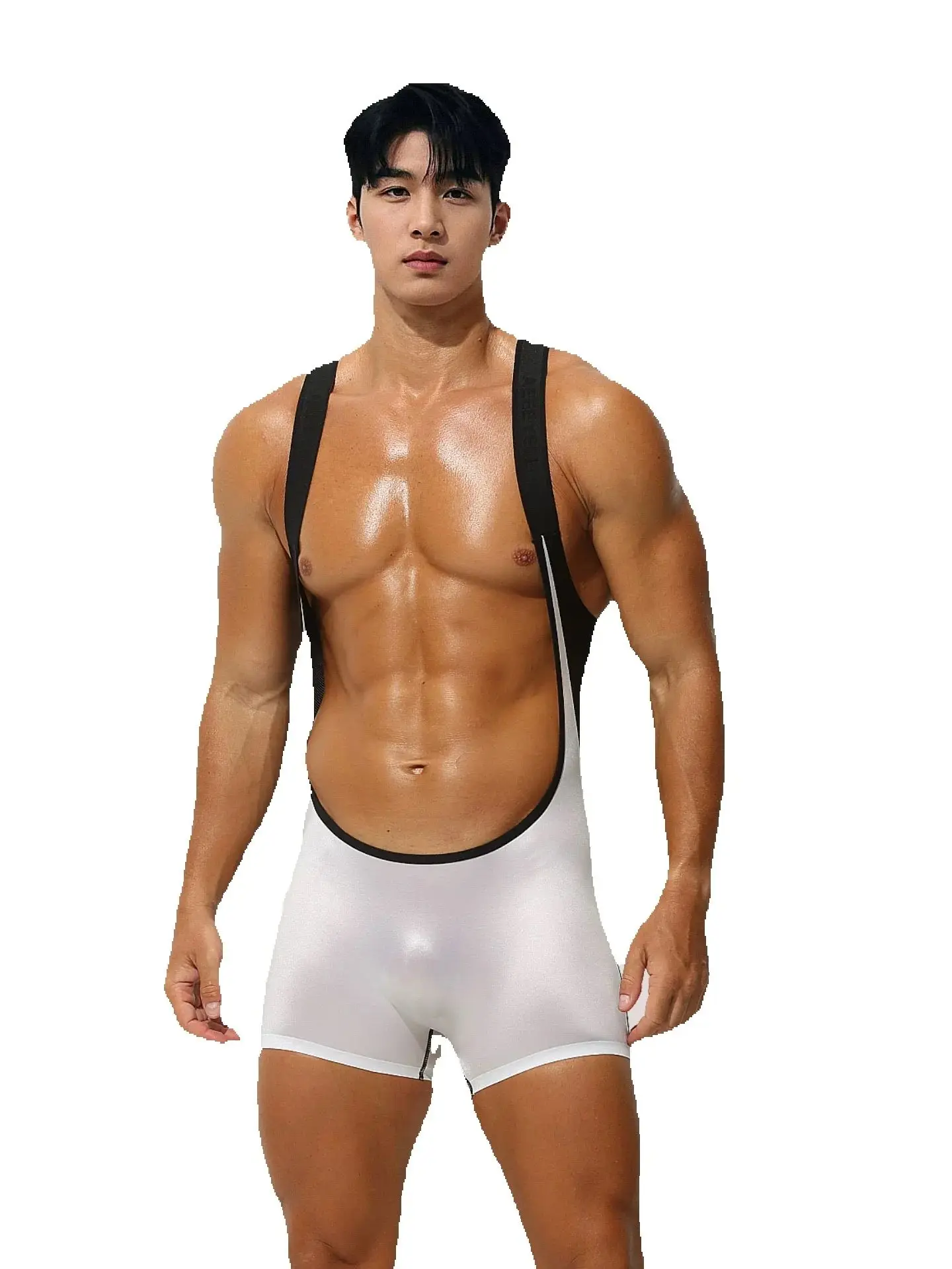 Hot Bodysuit Hot jumpsuit ultra-thin transparent tight boxer shorts ice silk men's I-shaped vest chest shapewear
