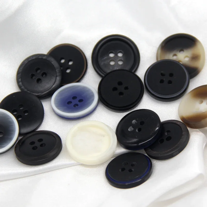 HENGC 15mm 20mm Men Suit Coat Resin Black Buttons For Clothes Fashion Uniform Blazer Pants Jeans Decorations Handmade DIY Crafts