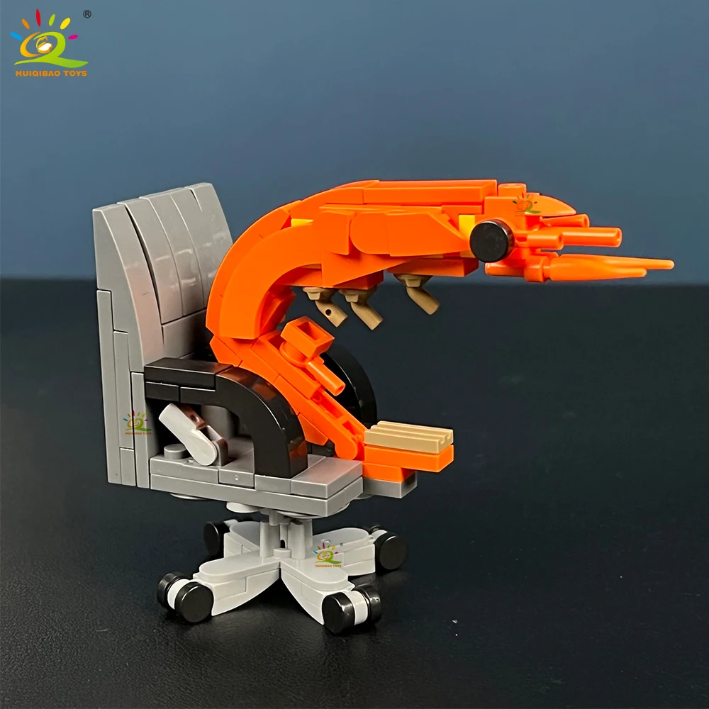 HUIQIBAO Kreatives MOC-Baustein-Garnelen-Modell, Figuren, Puzzle, Montage, Internet-Berühmtheit, kreative Parodien, zusammengebautes Spielzeug – Detail 6