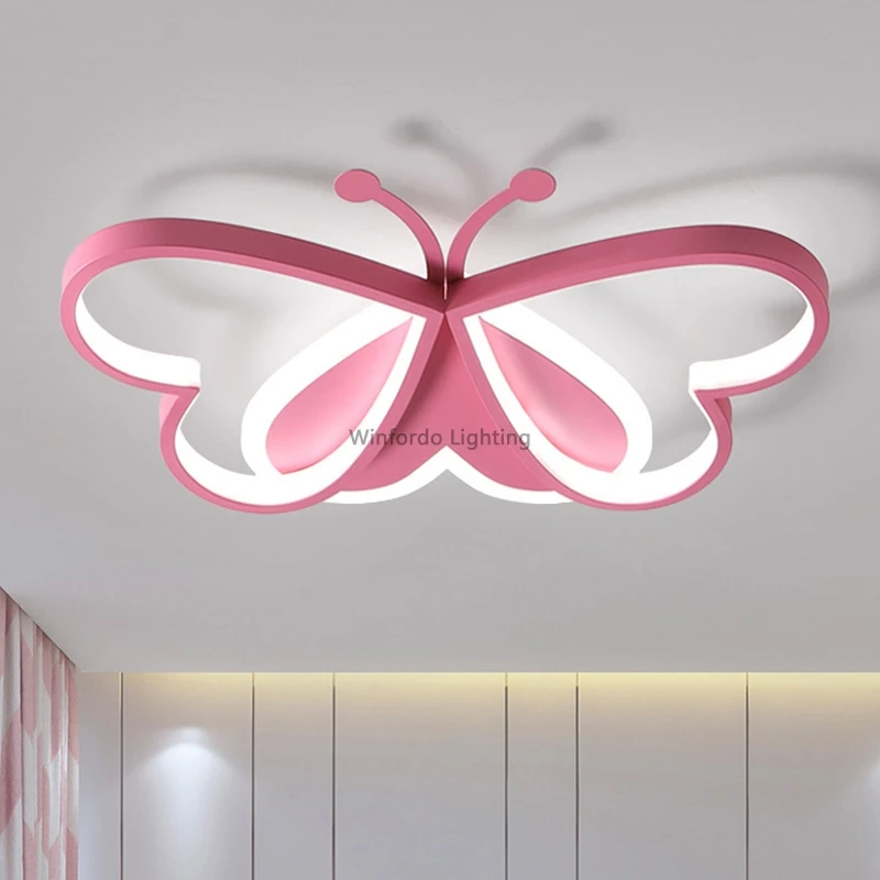 Winfordo LED Lighting Modern Simplicity Children\'s Room Ceiling Lamp Bedroom Study Dimmable Creative Butterfly Moe Lighting